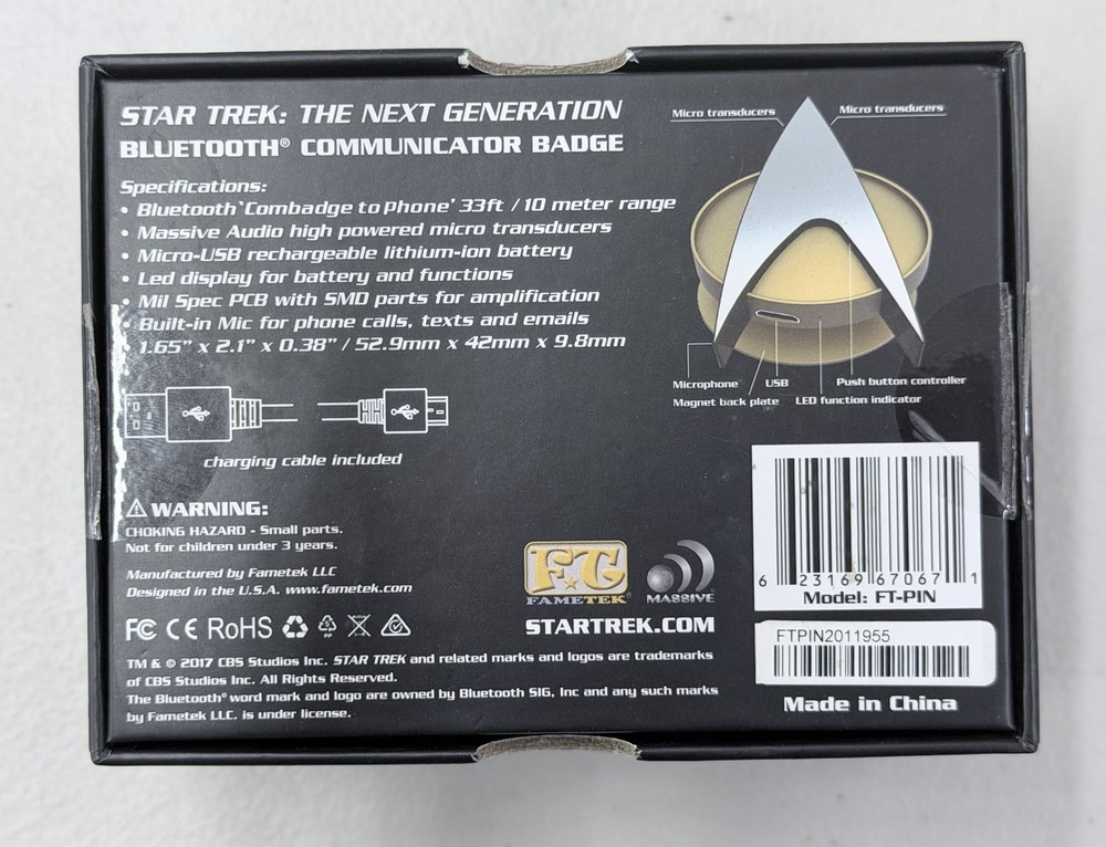 Star Trek: The Next Generation TNG 50th Bluetooth Communicator Comm Badge Chirps