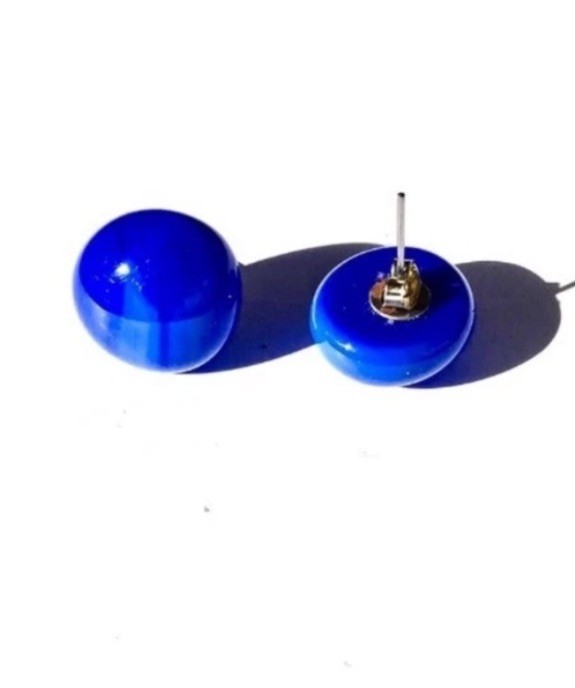 Blue Marble Pierced Earrings Stud