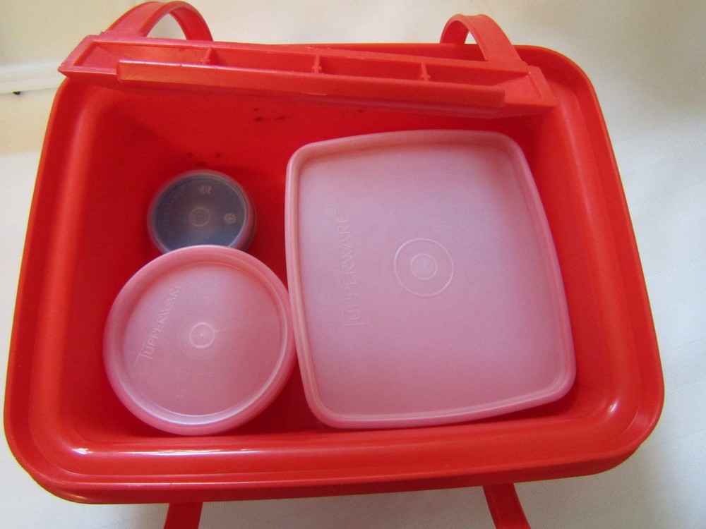 Vintage Tupperware Pack N Carry Lunch Box & Handle + 3 Containers READ
