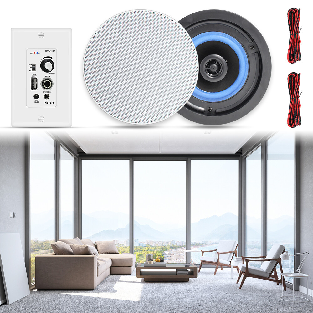 Herdio 4 Ceiling Speakers +4 Channel Bluetooth Amplifier Theater System