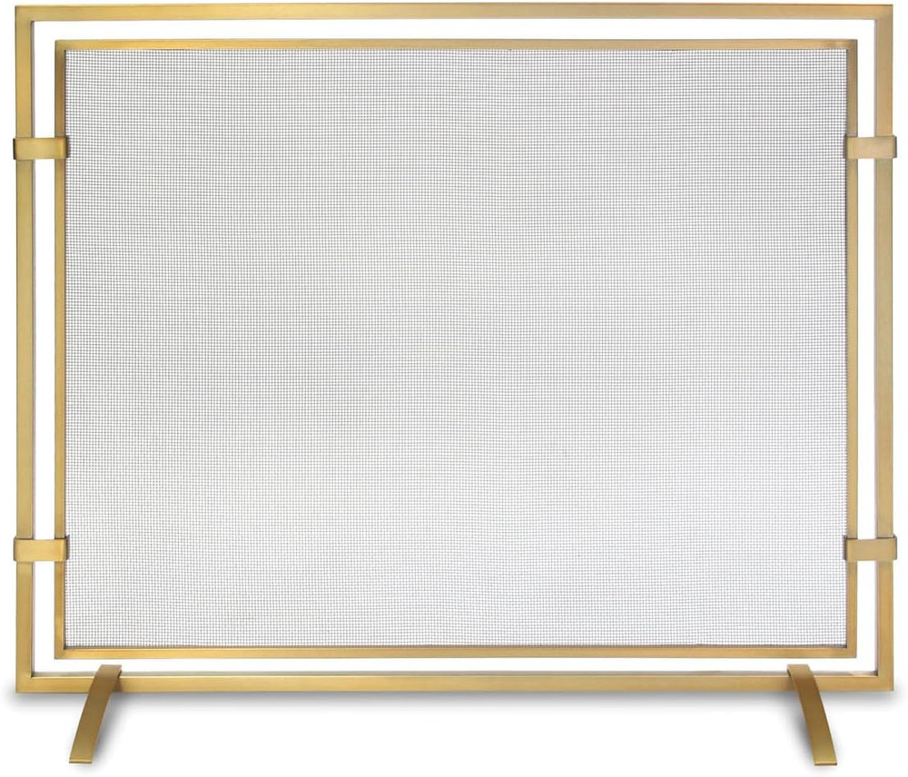 Elegant Brass Fireplace Screen - Sinclair Burnished Single Panel Design
