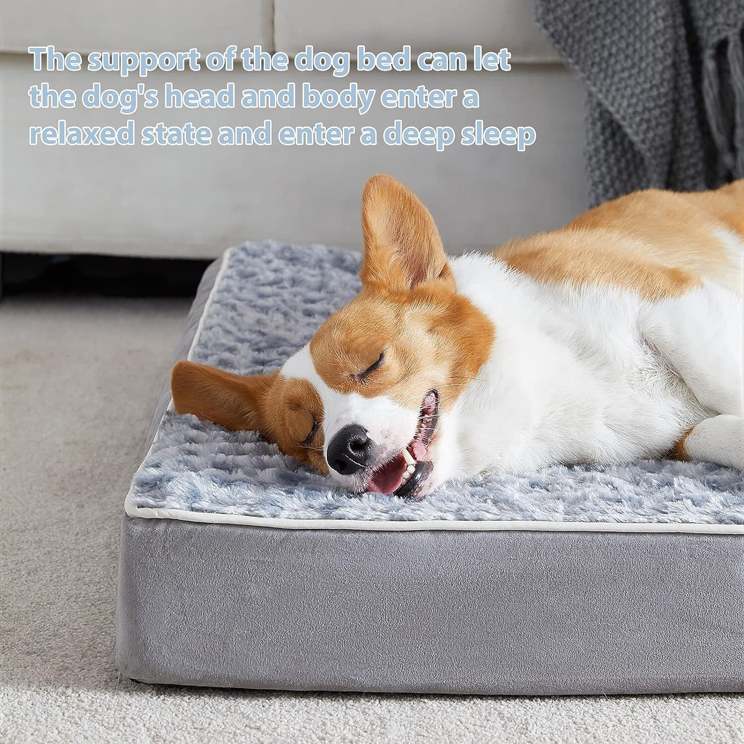 Orthopedic X Large Dog Bed Chew Proof Dog Bed for Large 42 X 30 X 4 Inch Grey