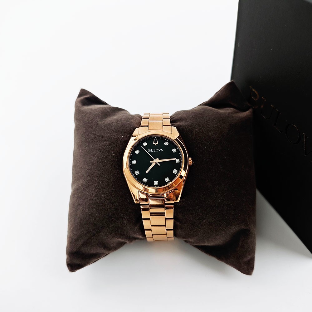 Bulova Surveyor 97P156 Grey-Rose Gold Diamond Dial Quartz Women's 31mm Watch NEW