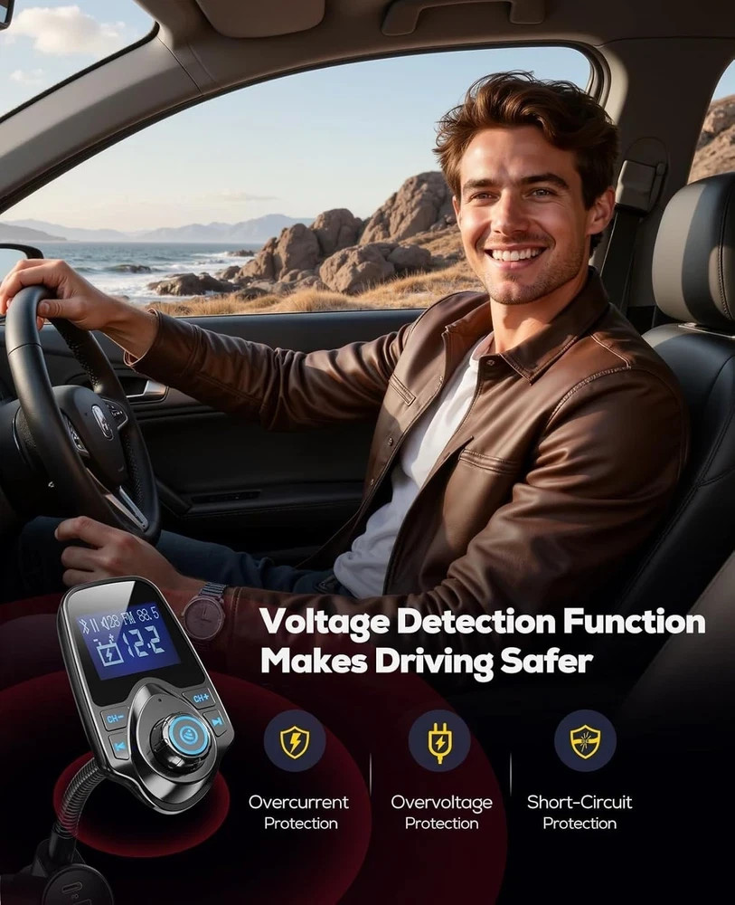 Nulaxy 2026 KM18 Upgraded Version 48W Bluetooth 5.4 Car Adapter with Fasting ...