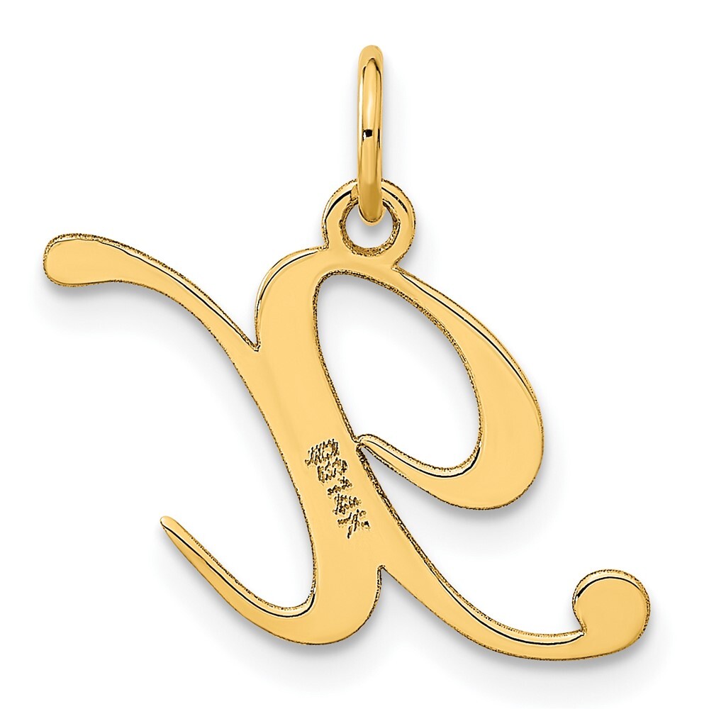 14K Yellow Gold Medium Fancy Script Initial X Charm