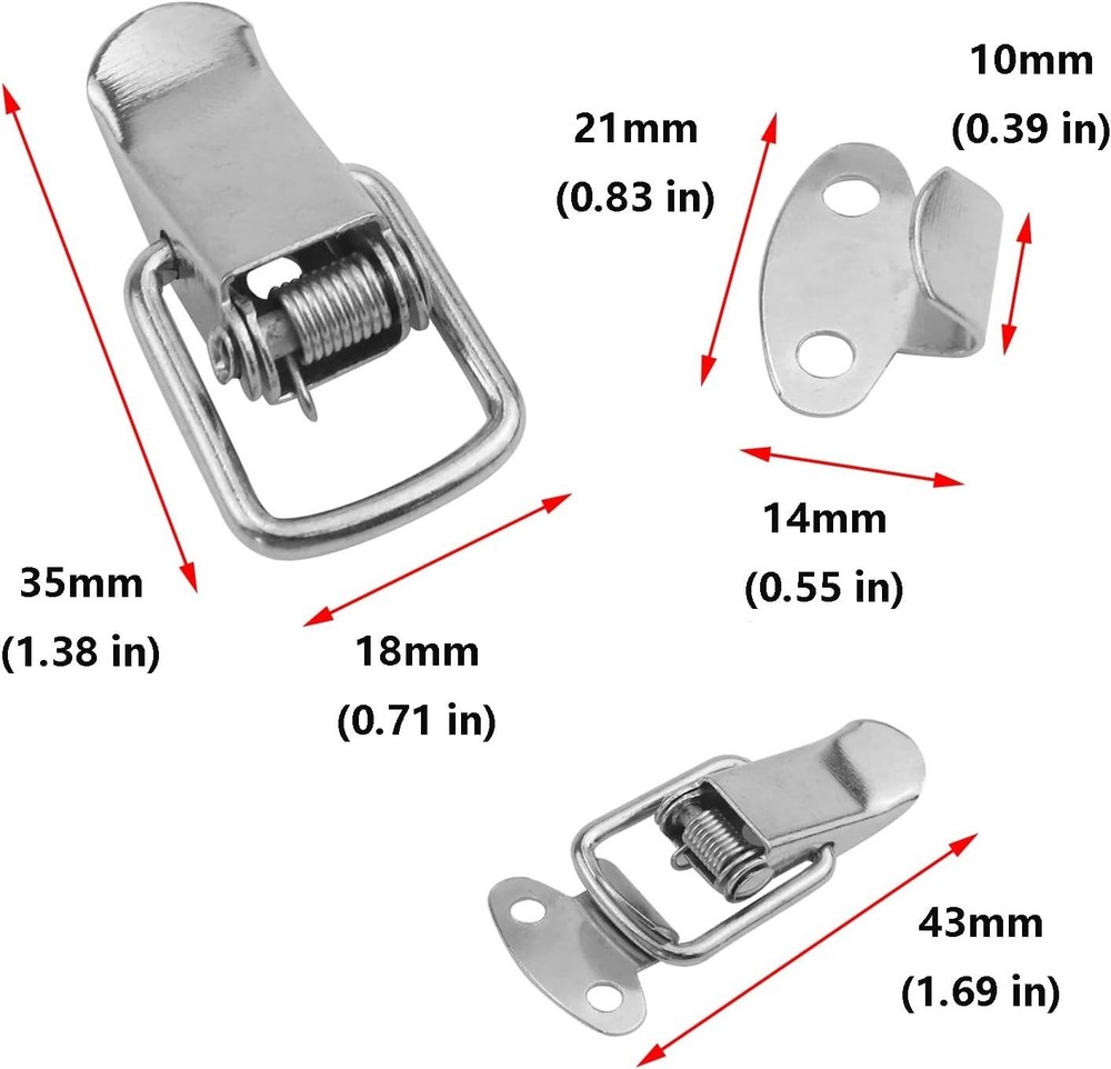 Durable Spring Loaded Box Latch - 6 Stainless Steel Toggle Hasps for Security