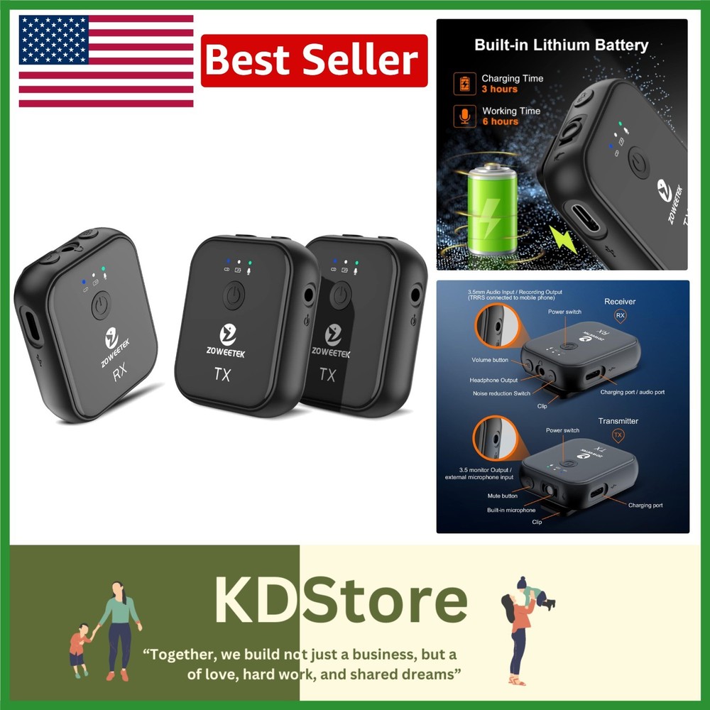 Wireless Lavalier Microphone System Dual Channel for Vlogging Streaming iPhon...