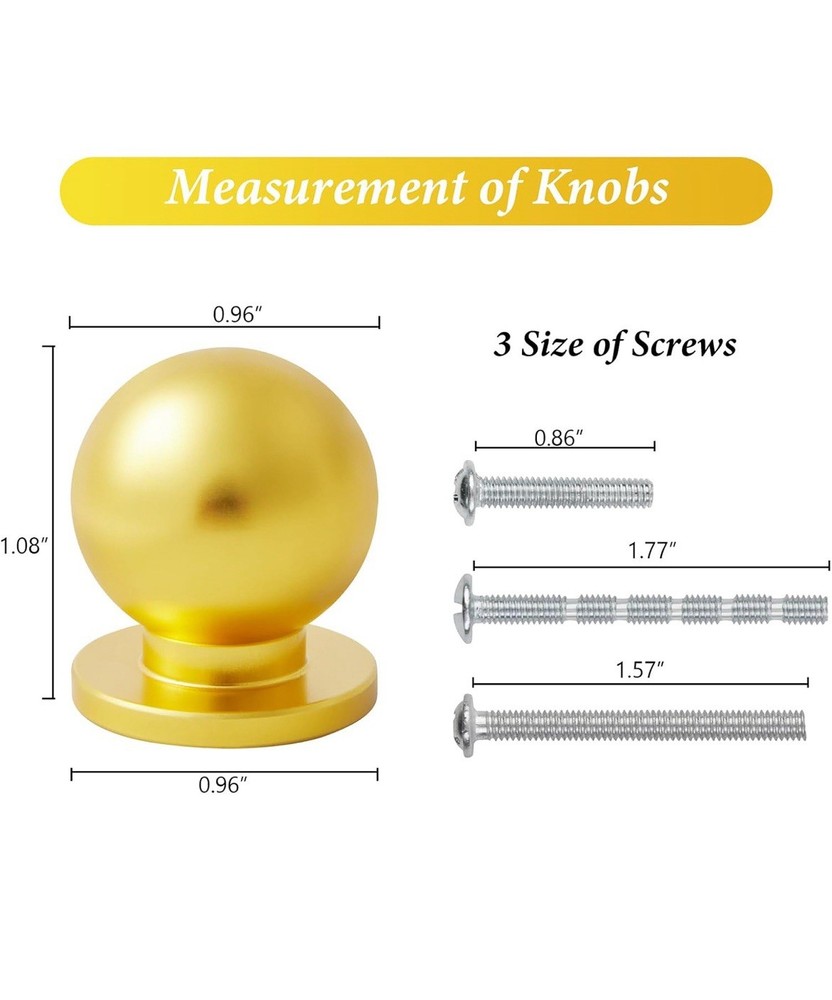 LANPHY 30-Pack Dresser Knobs Gold Cabinet Drawer Knobs 0.82" Round—FREE SHIPS