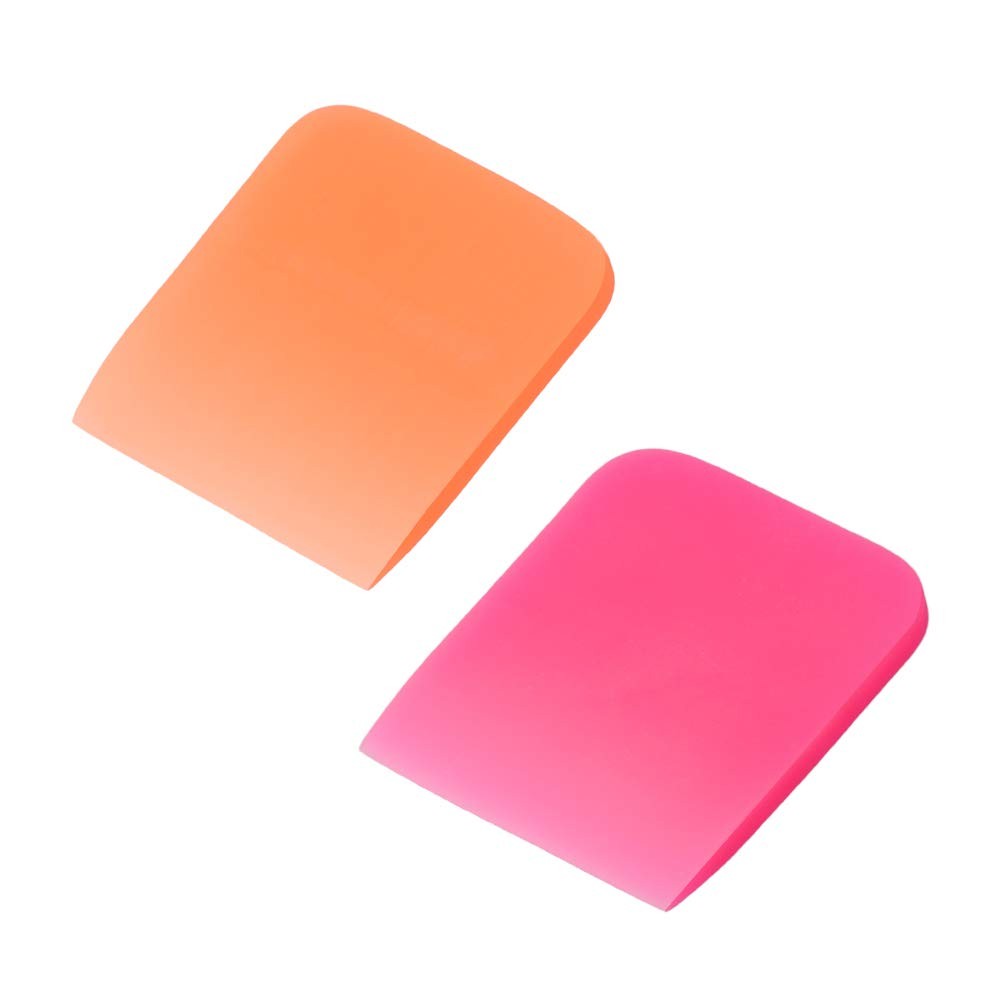 EHDIS Small Squeegee 2pcs Soft Rubber PPF Wrapping Scraper Orange