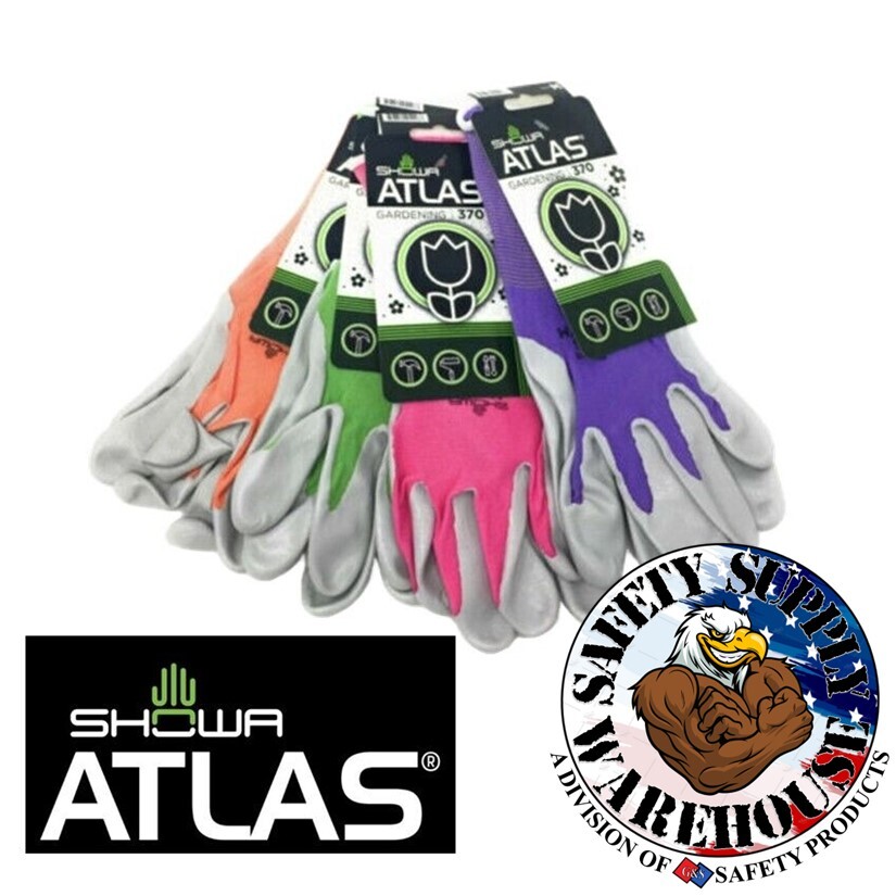 Atlas Showa 370 Pastel Nitrile Gardening Gloves | 4 Pack | Assorted Colors