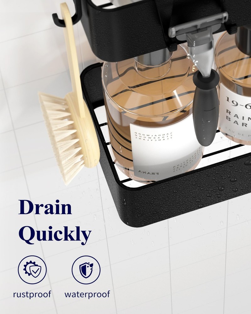 Kitsure Shower Caddy - 2 Pack Adhesive Organizer, Large, Black