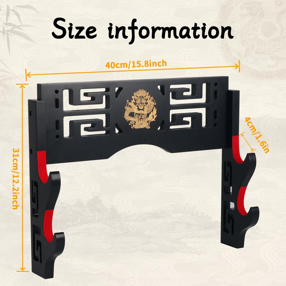 Sword Display Katana Wall Mount, 2-Tier Samurai Sword Katana Holder Stand wit...