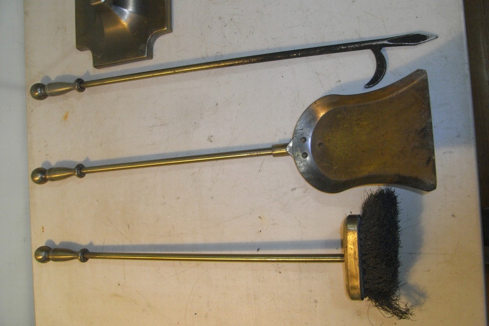 vintage Fire place 3 pc tool set brass