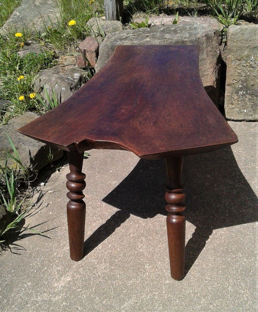 Antique Primitive Solid Walnut Plank Bench Live Edge 1900s Era
