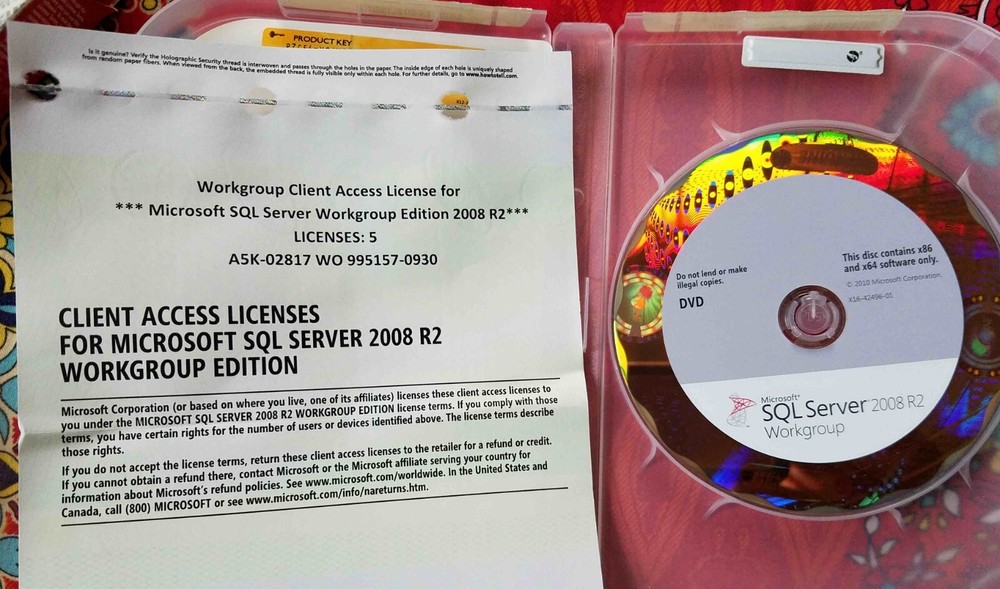 Open Box - A5K-02817 Microsoft SQL Server 2008 R2 Workgroup 5 CAL