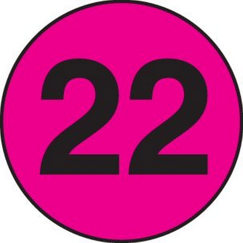 3" Diameter number 22 circle labels (500 per Roll)