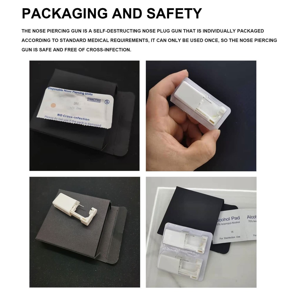 2 Pack Disposable Self Nose Piercing Gun Kit