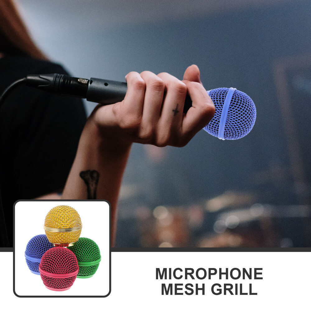 4 Pcs Microphone Mesh Grill Head Replace Microphones Grille Colored Accessories