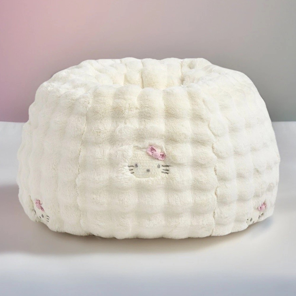 Pottery Barn Teen Hello Kitty Crochet Faux Fur Bean Bag Slipcover Only New! Read