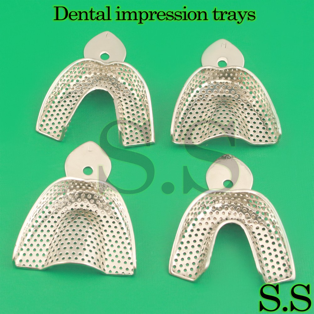 4 Pcs Impression Large Trays Upper Lower Dental Surgical Instruments