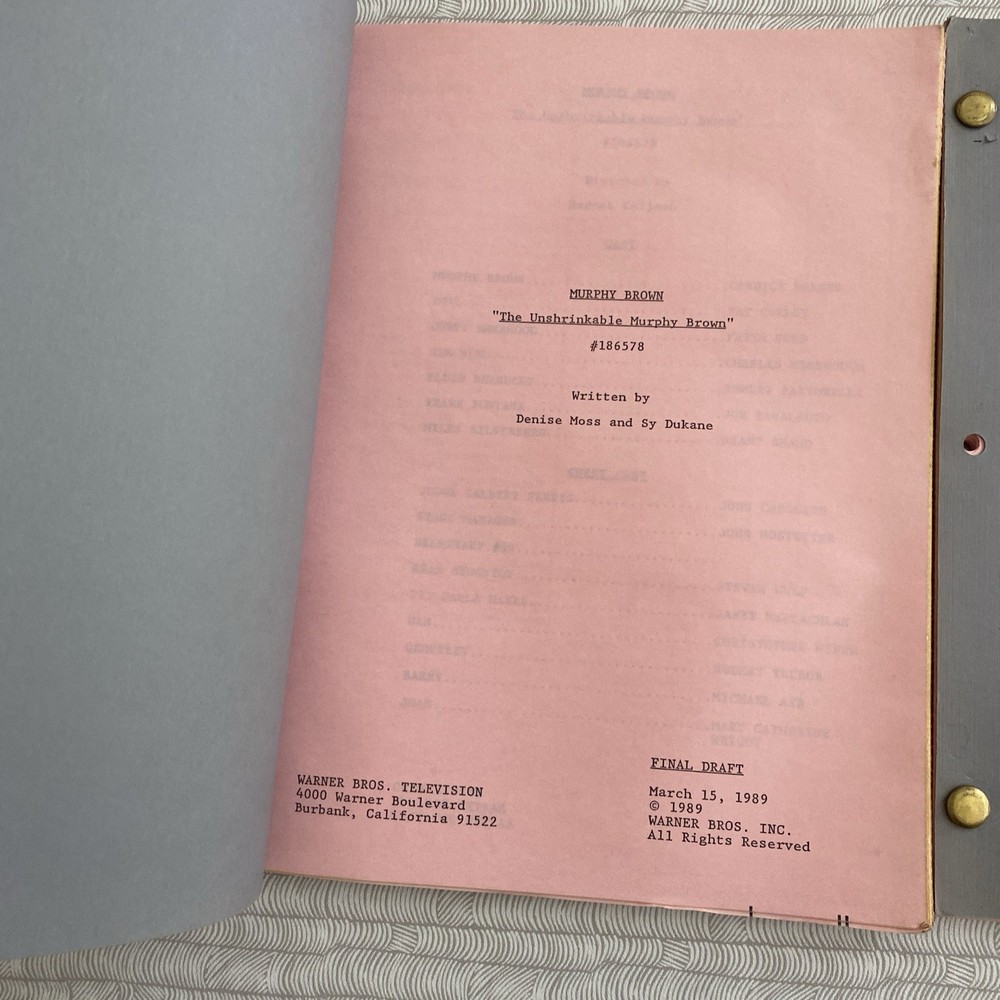 (2)MURPHY BROWN / Final Draft TV Scripts, Candice Bergen "The Unshrinkable, 1989