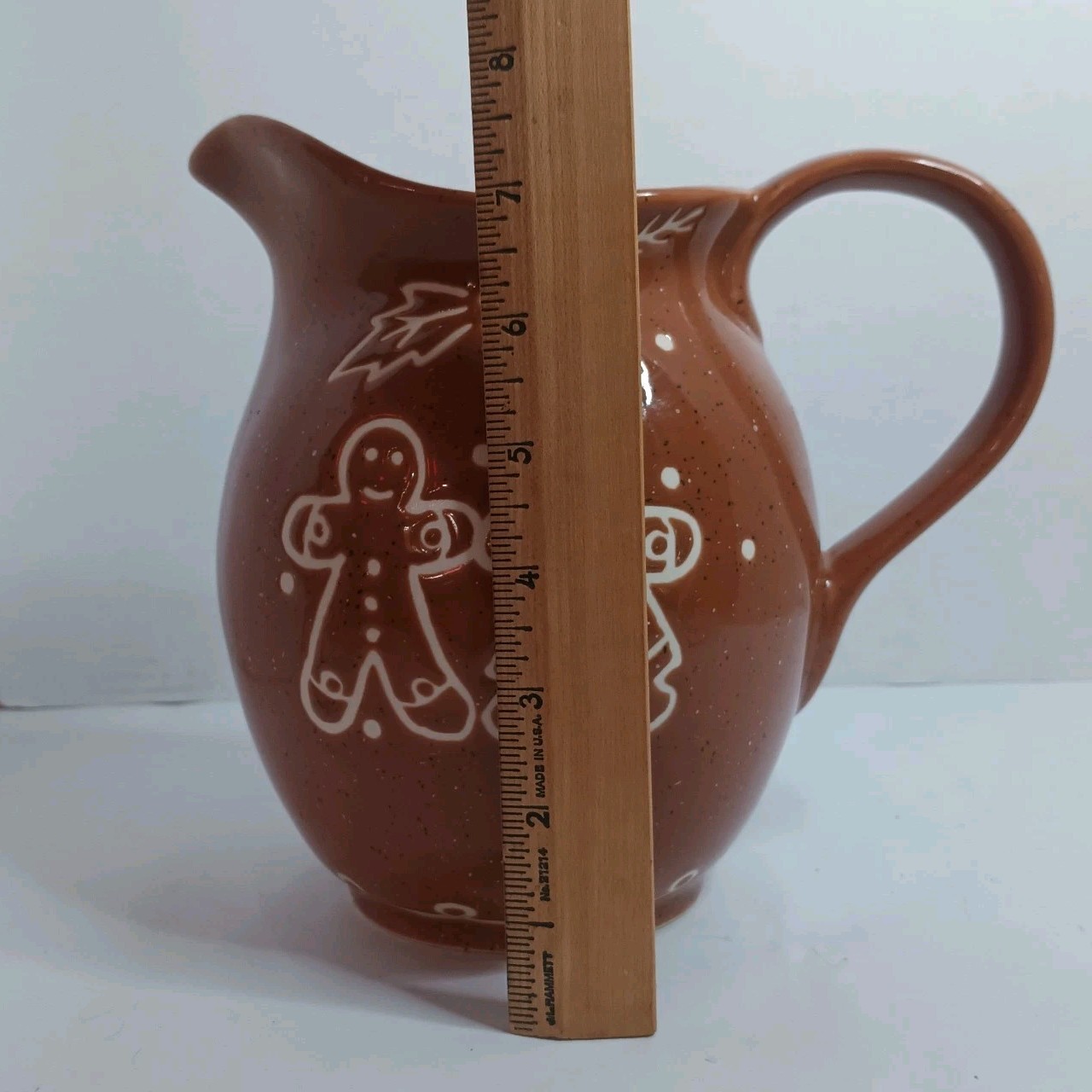 Cook's Bazaar Gourmet Collection Gingerbread Boy, Girl Speckled Glazed Pitcher