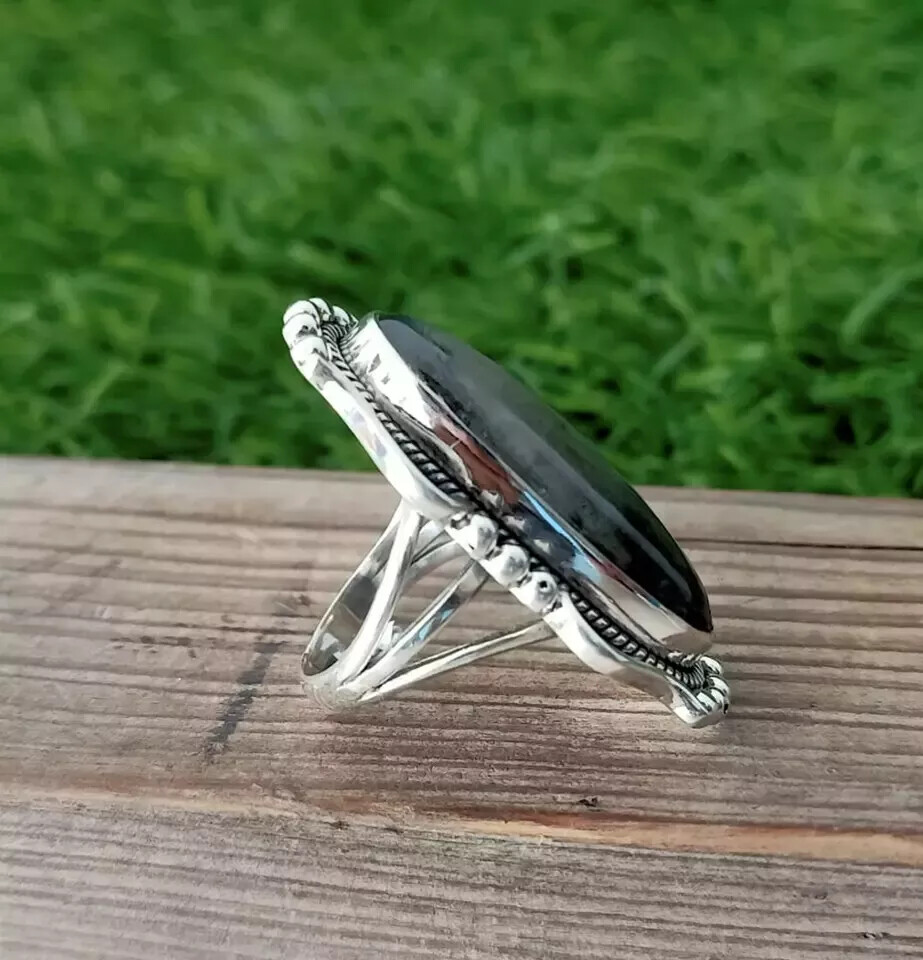 Labradorite Gemstone Ring Solid 925 Silver Handmade Promise Ring All Size R153