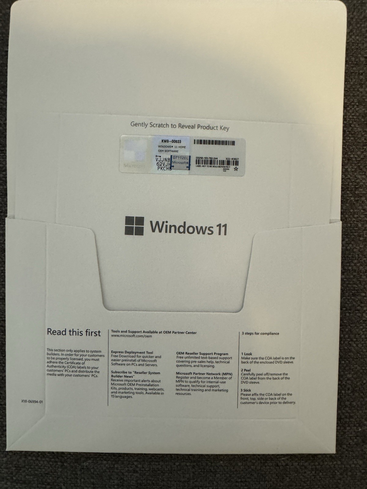Windows Win 11 Home 64 bit DVD with Genuine License Product Key New & Sealed.