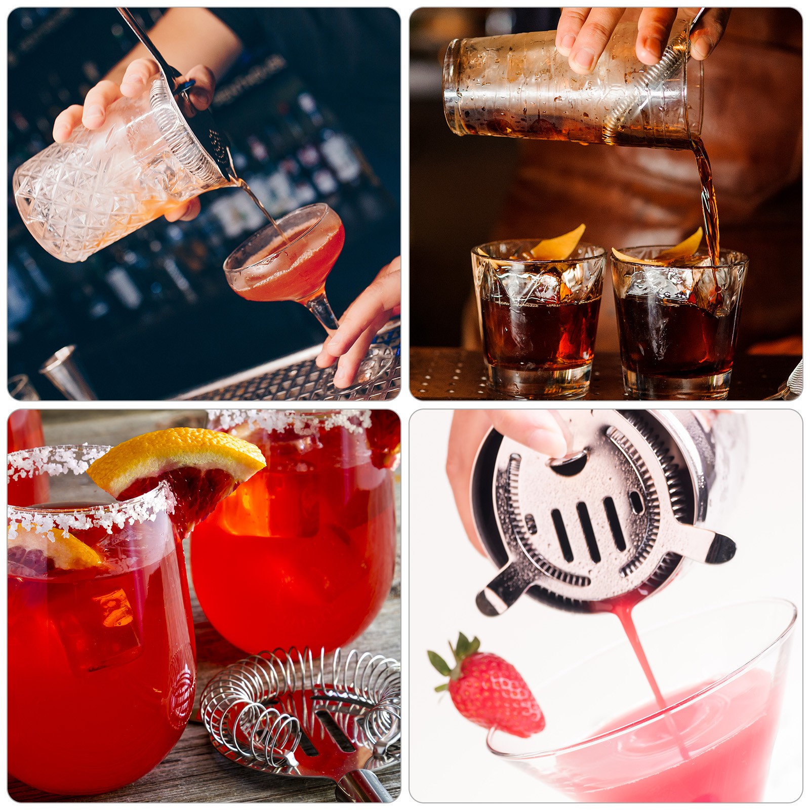 Cocktail Strainer, 1pcs Stainless Steel Bar Strainer for Drinks (Bronze, 210mm)