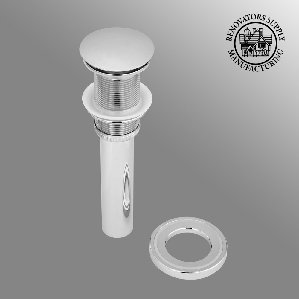 Chrome Pop-up Drain without Overflow w/Mounting Ring Renovators Supply