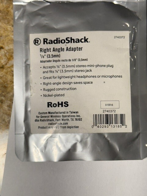 radio shack right angle adapter 3.5mm 1/8