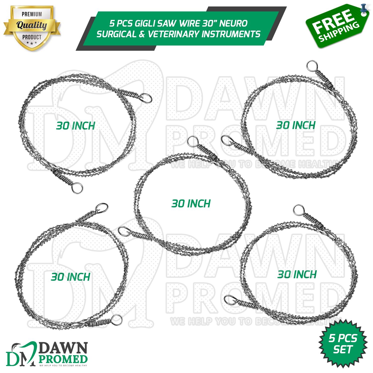 5 Pcs GIGLI Saw Wire 30" Neurology Orthopedic Surgical Instruments German Grade