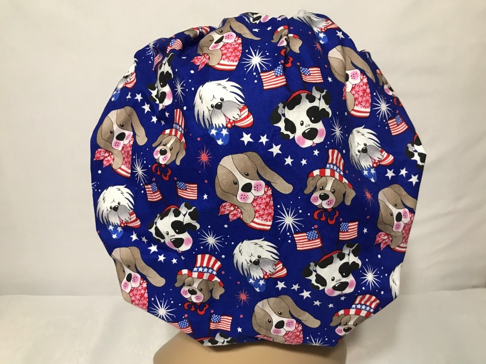 Bouffant Scrub Cap - Patriotic - Dogs