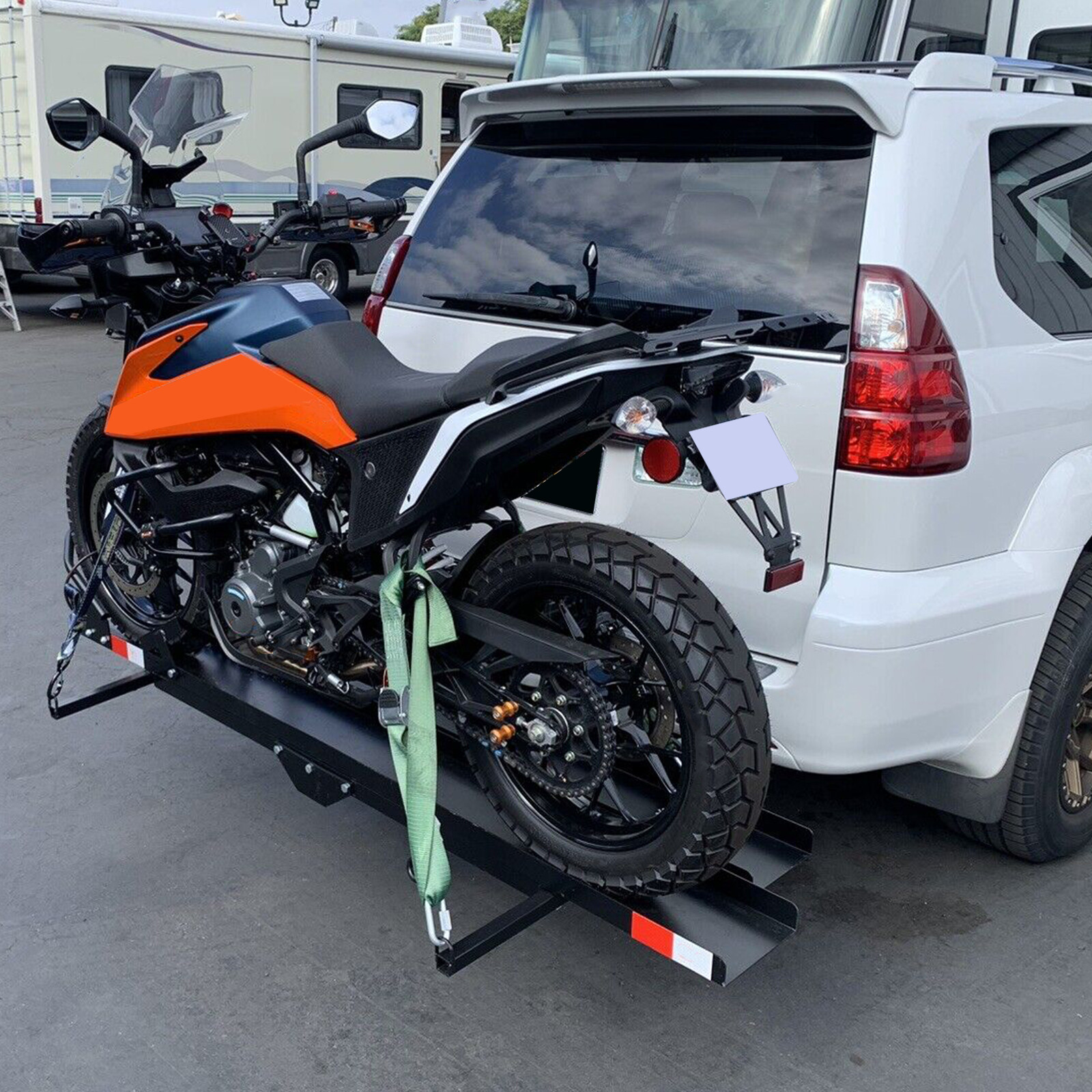 600 LBS Heavy Duty Motorcycle Carrier Dirt Bike Rack Hitch Mount Hauler w/ Ramp