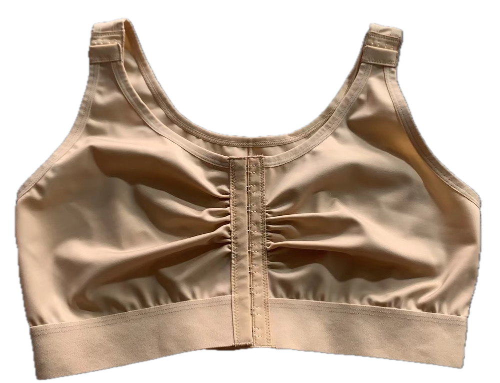 Post Surgery Compression Bra - Adjustable Front Closure, Adjustable Straps
