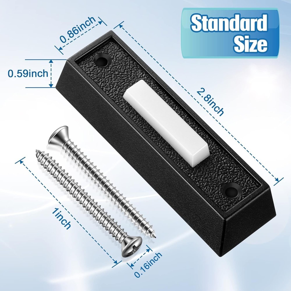 Energy-Efficient Lighted Doorbell Button - Wall Mount, Blue LED, 2 Pack