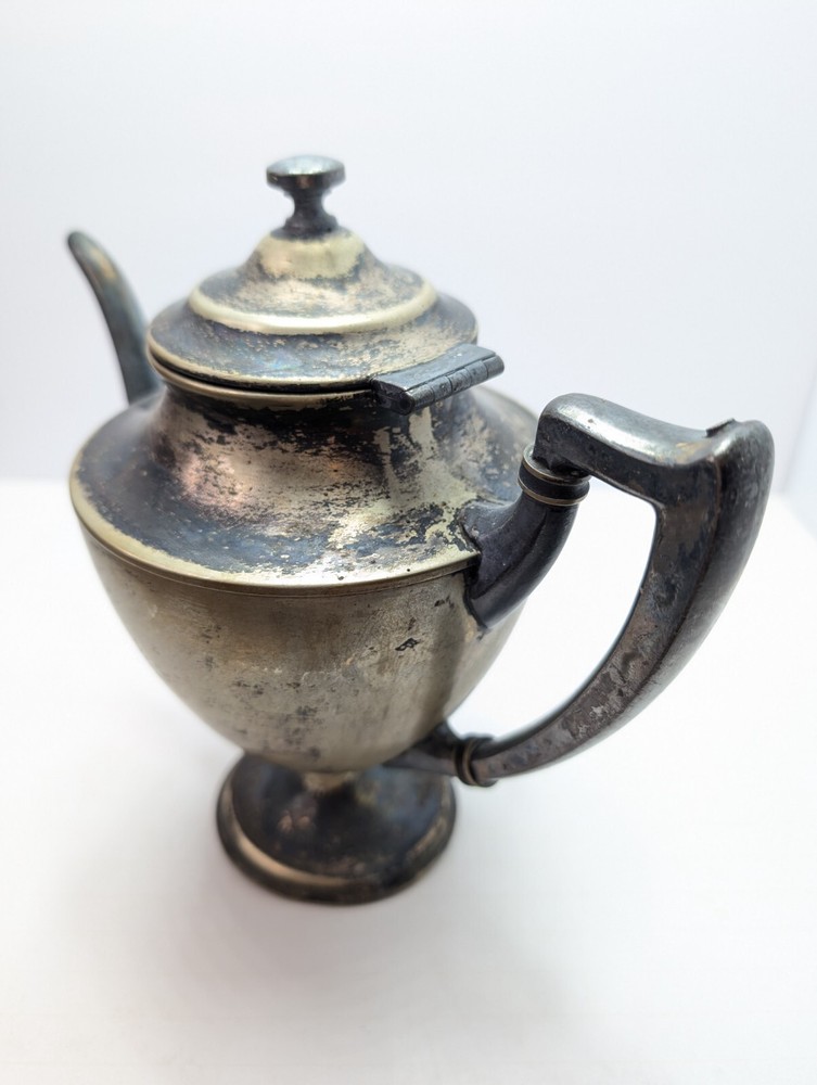 ANTIQUE VAN BERGH SILVER CO NICKLE SILVER TEA POT SILVER PLATED "VB(C) NS 518"