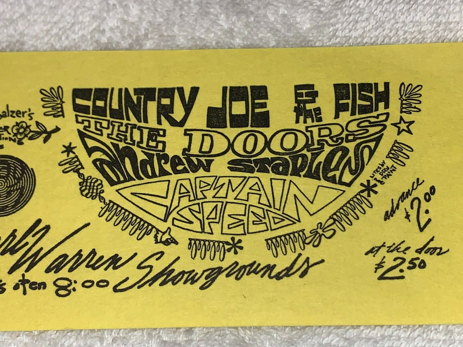 THE DOORS ORIGINAL 1967 UNUSED TICKET JIM MORRISON SANTA BARBARA Ephemera USA