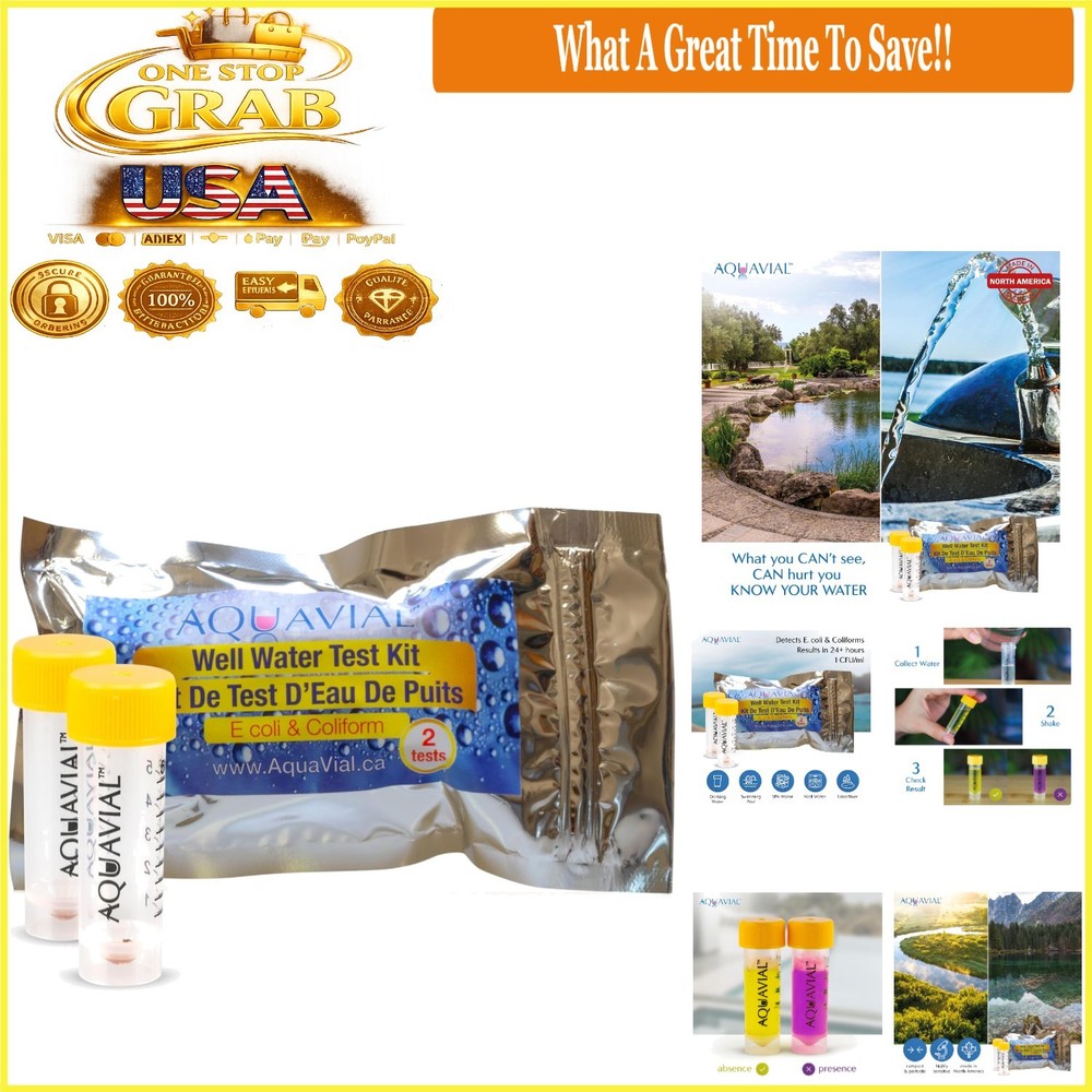 Water Testing Kit 2 Pack E. coli Coliform Bacteria Safe Drinking Pool Lake