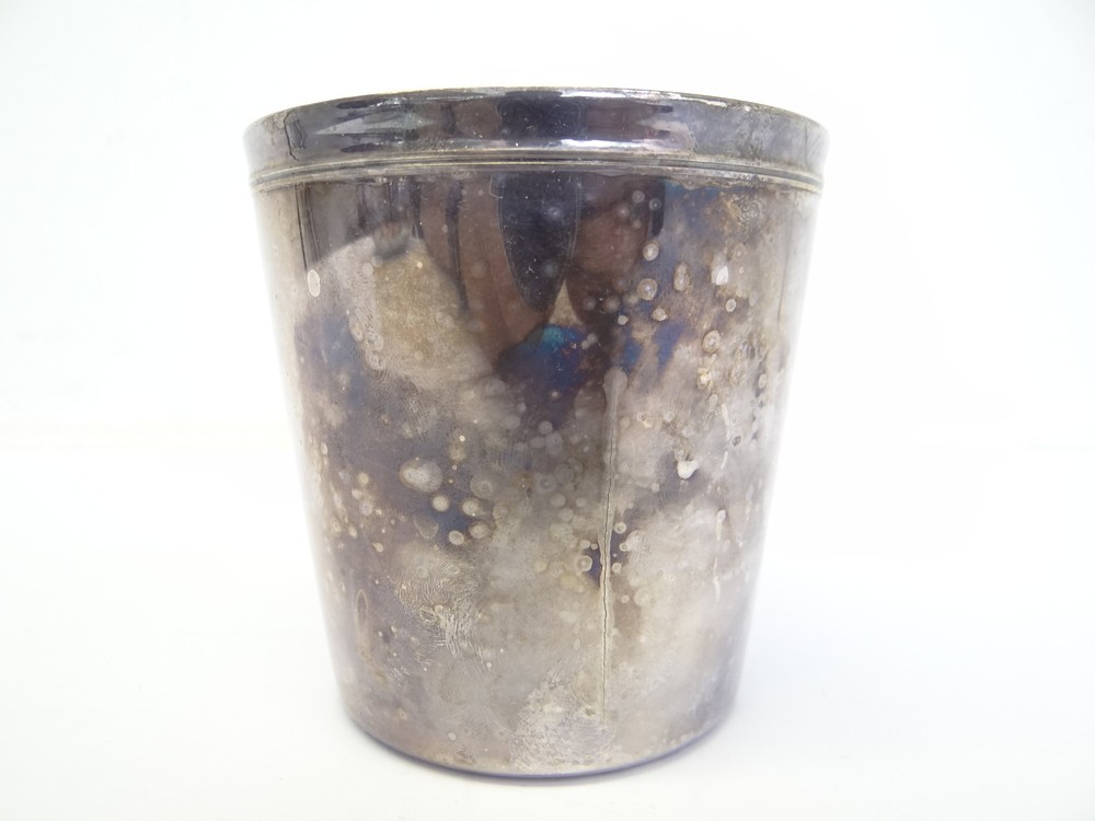 Mid-Century Modern Denmark Hallmark Shark Silverplate Cup Candle Holder Used