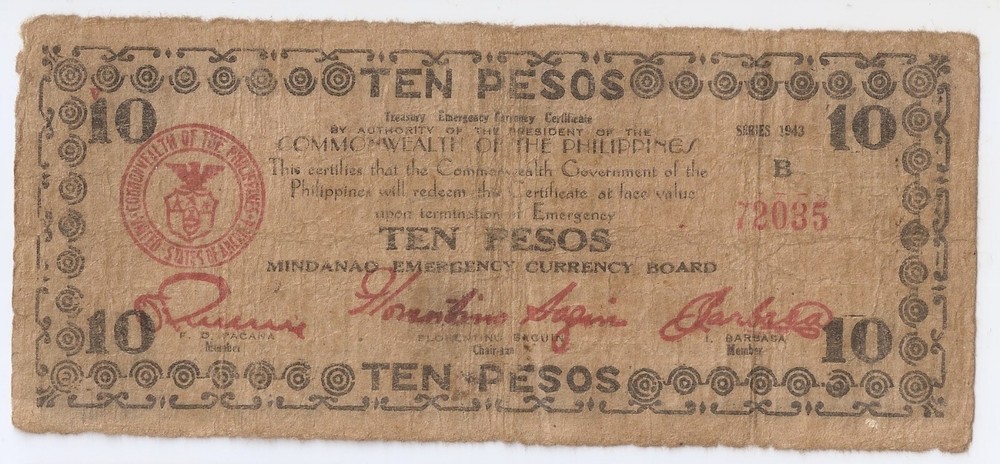 Philippines 10 pesos 1943 Mindanao