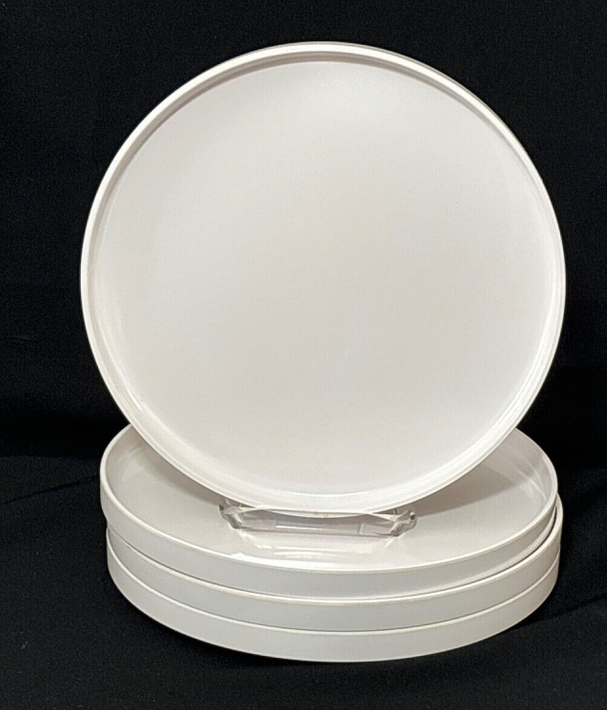 Set 4 Heller Massimo Vignelli MCM White Plastic Melamine Dinner 10" Plates