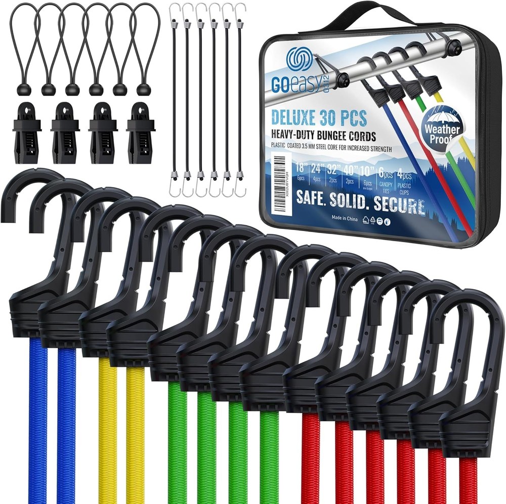 Heavy Duty Bungee Cords With Hooks Assorted Set