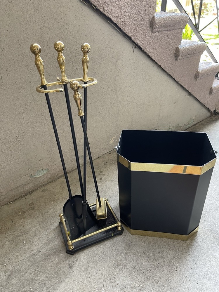 Fireplace tools & ash bucket
