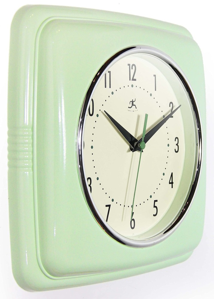 Infinity Instruments Retro Square Meadow Mist Green Plastic 9.25-inch Analog ...