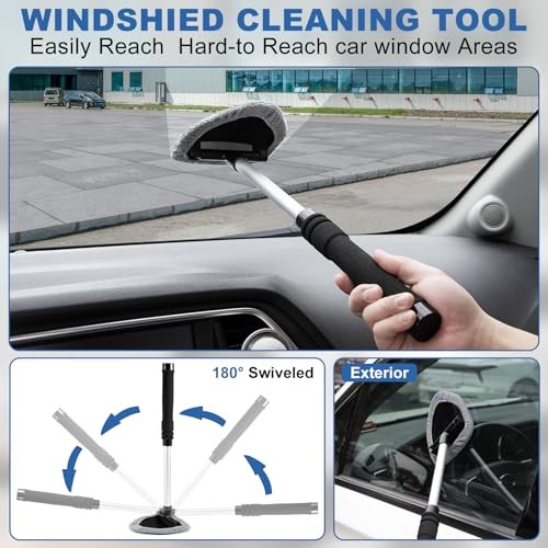 Windshield Cleaner Tool, 13Pcs Car Interior Cleaning Kit, Car Detailing Grey