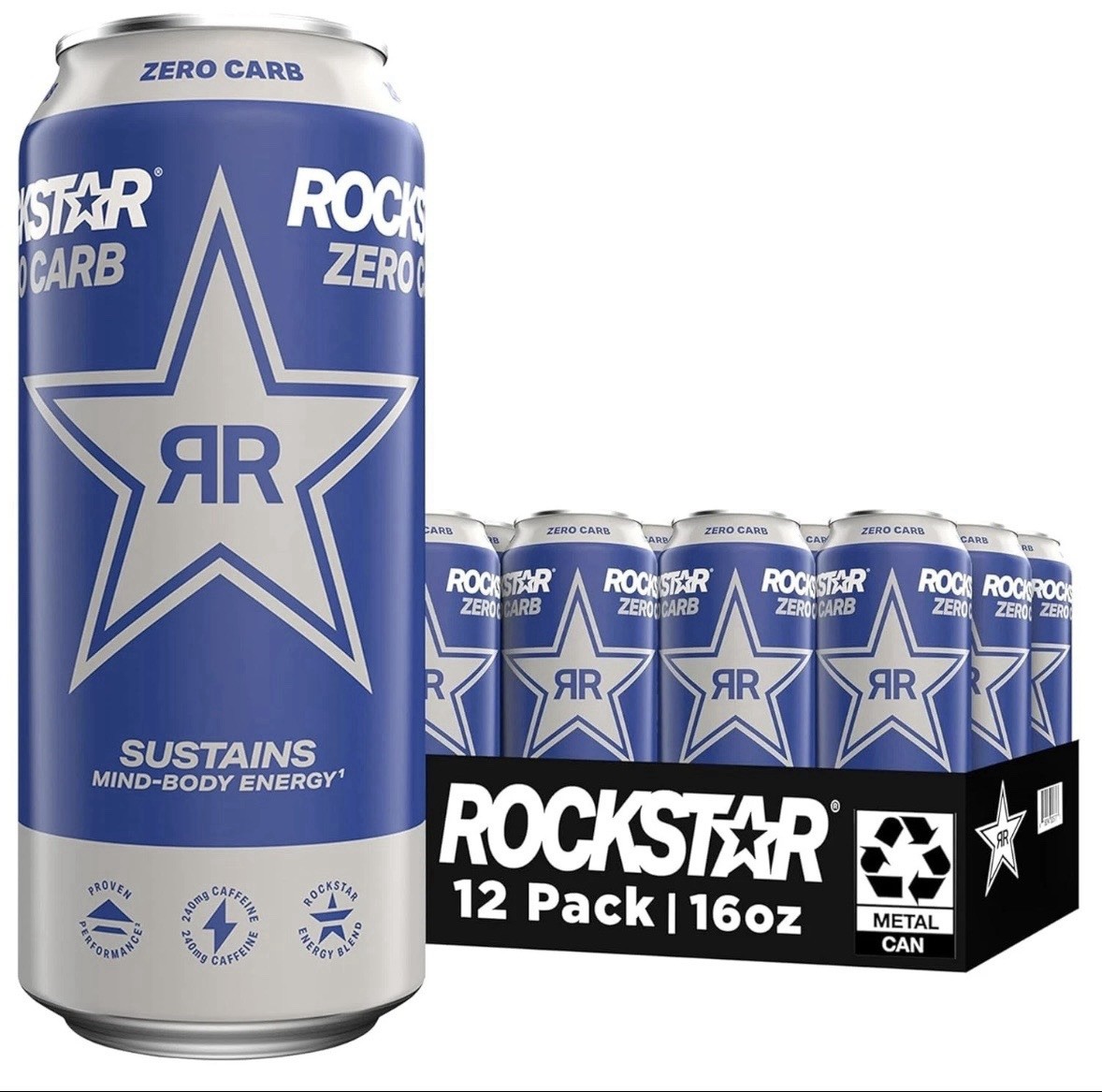 Rockstar Zero Carb 16oz 12 pack Energy Drinks