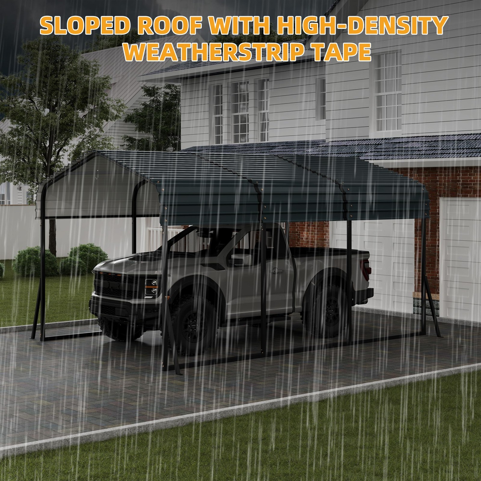 10'x15' Metal Carport, Heavy Duty Galvanized Steel Roof Canopy Car Shelter Truck