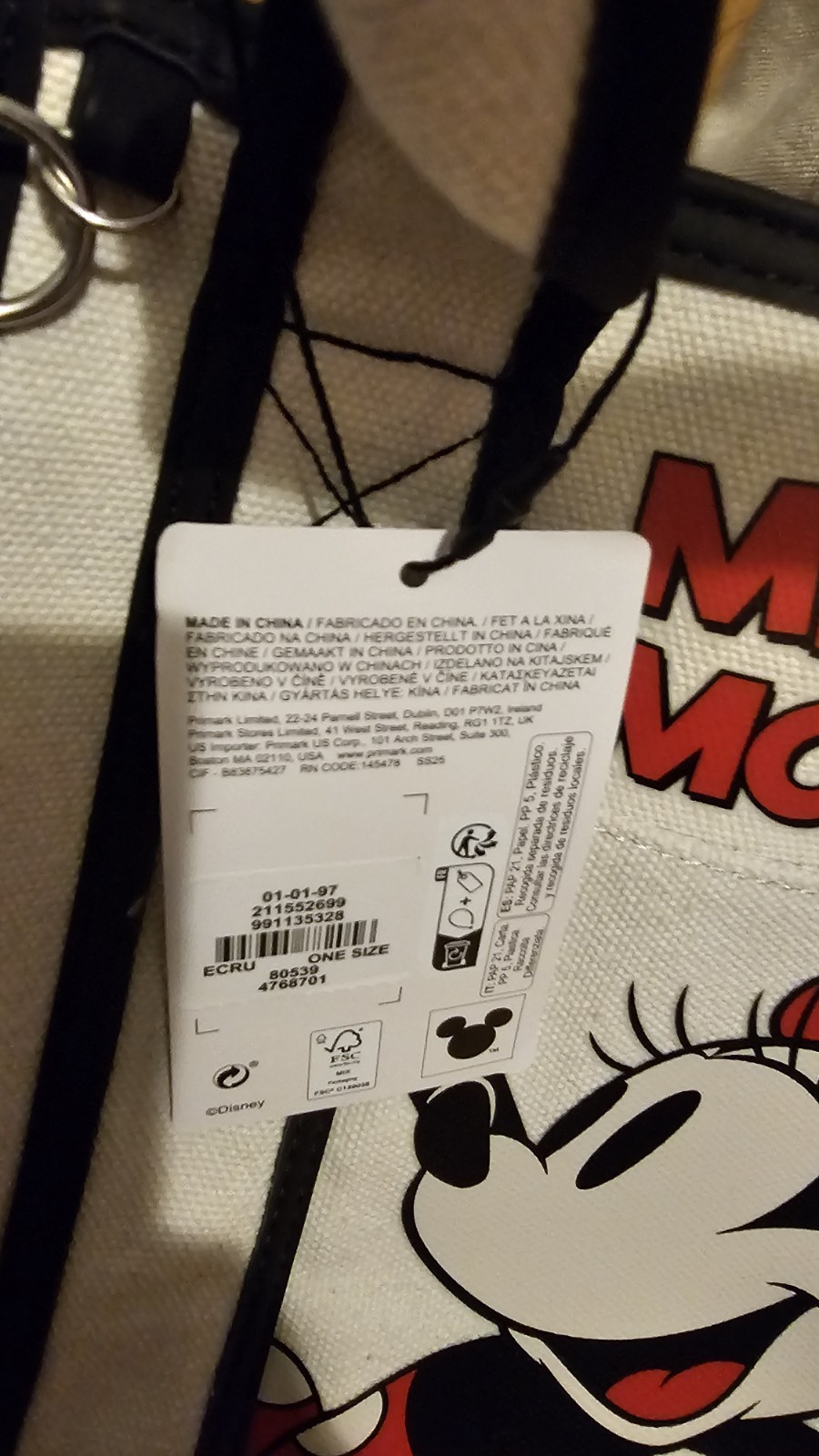 NWT Disney Minnie Mouse Tote Bag Purse Crossbody Primark