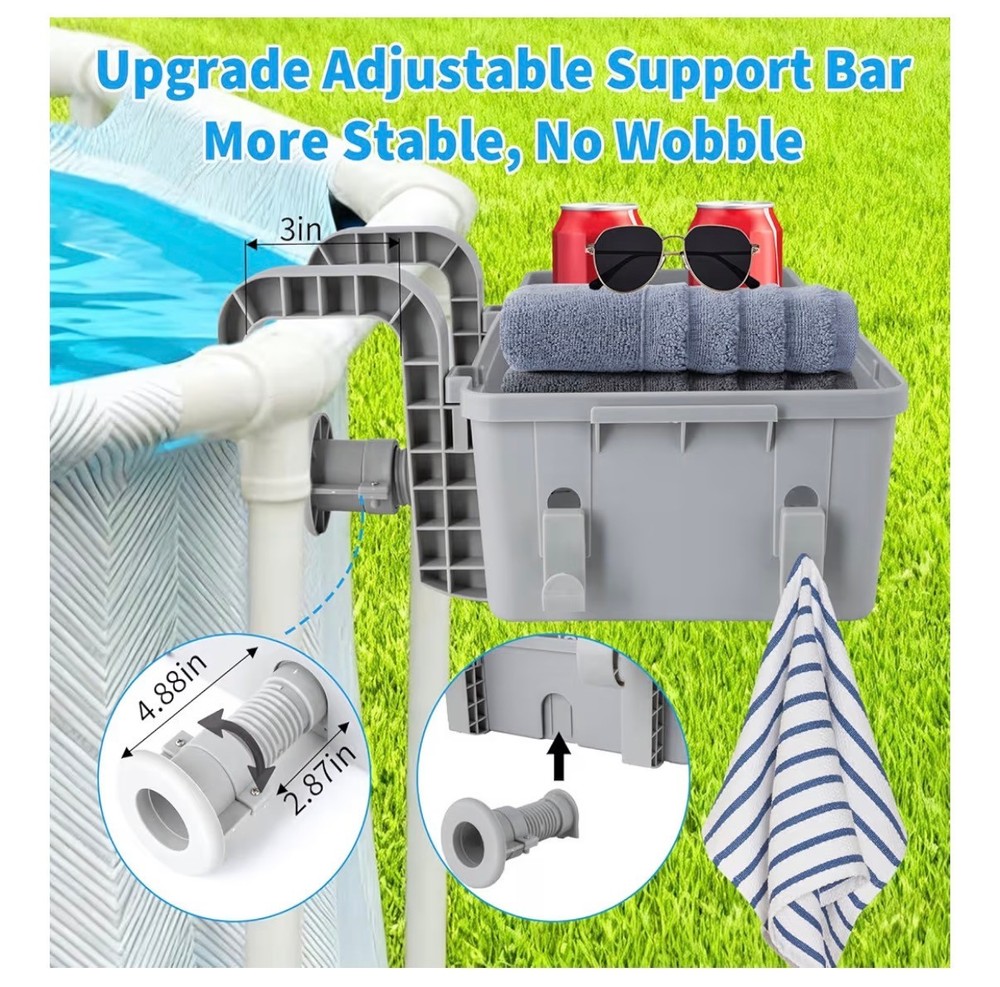 Poolside Storage Basket Compatible with Intex Above Ground Pools - Pool Side 13